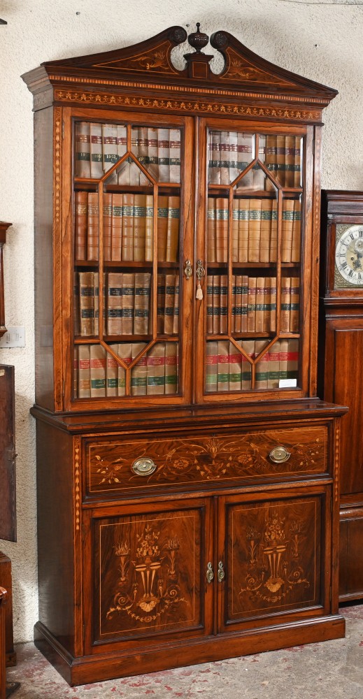 Bureau de bibliothèque Regency Secretaire Bureau en marqueterie d'acajou