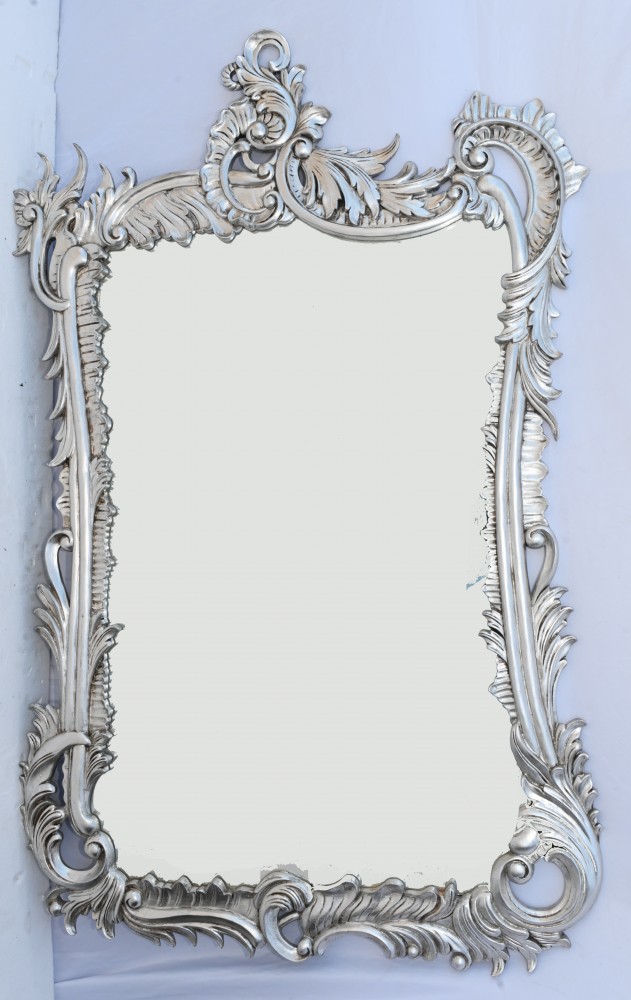 Miroir Art Nouveau Cadre Floral En Argent Vermeil