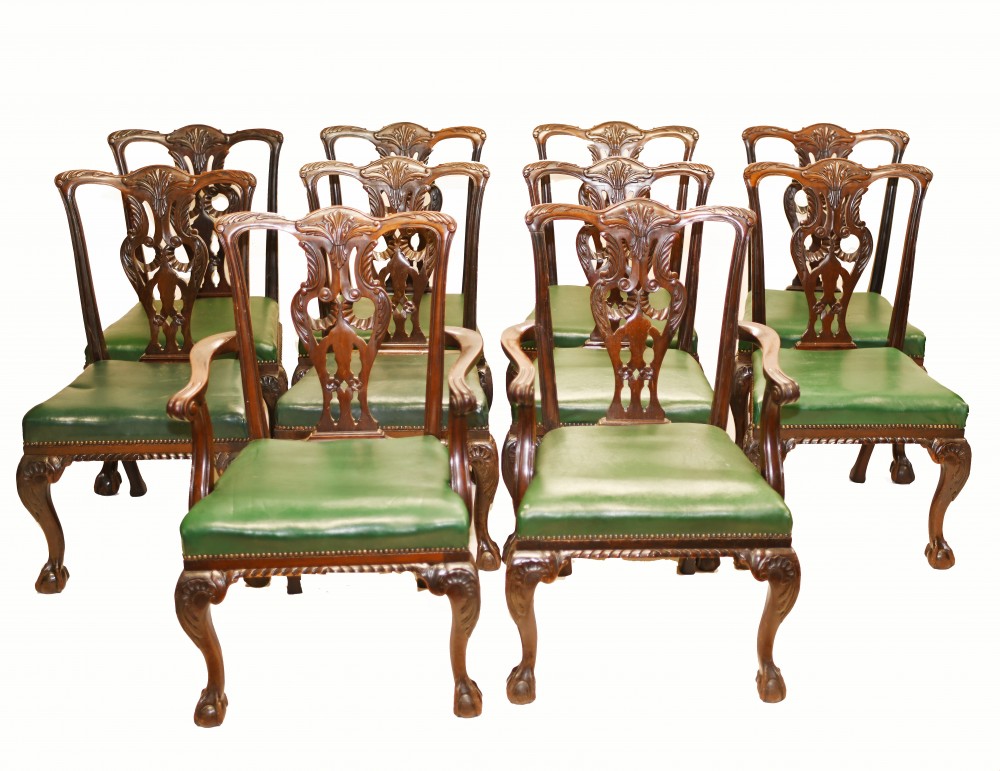 Ensemble Chaises Chippendale Shoolbred and Co Antique 1890