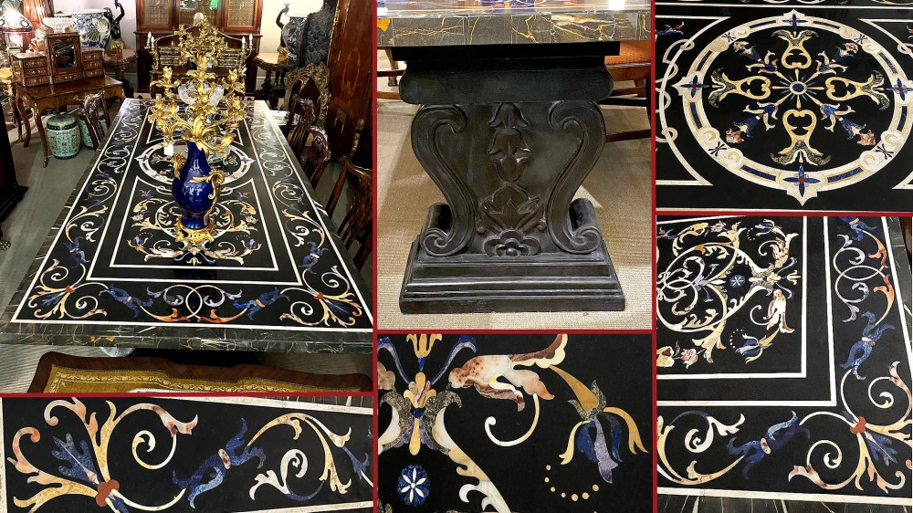 Table à manger en marbre italienne florentine Pietra Dura