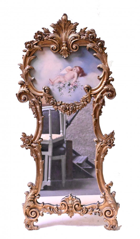 Miroir Chérubin Rococo Cadre Sculpté Doré