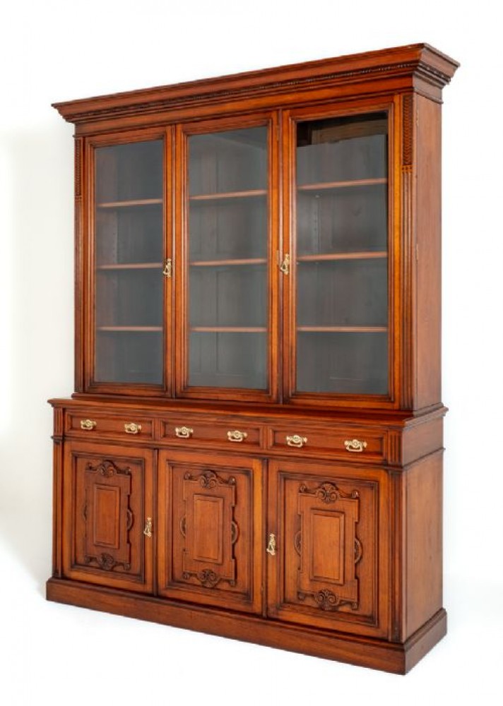 Bibliothèque Victorienne Armoire Vitrée En Noyer Shoolbred and Co 1880