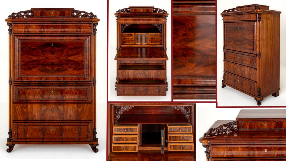 Bureau Escritoire Biedermeier Acajou 1860