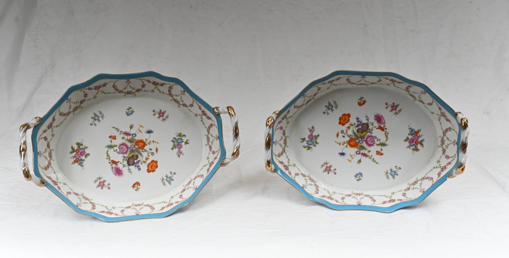 Paire Assiettes Sèvres Plats Floraux En Porcelaine