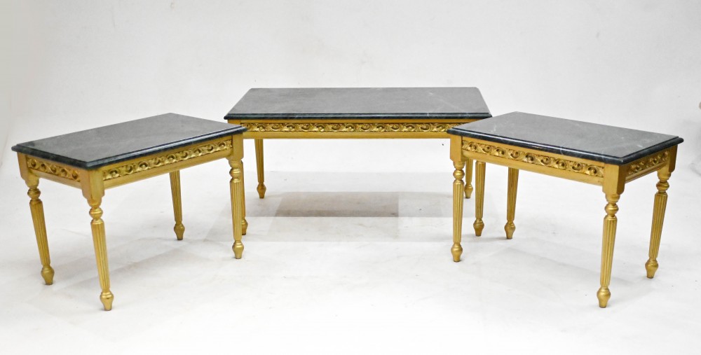 Ensemble de tables d'appoint de table basse Empire doré, français