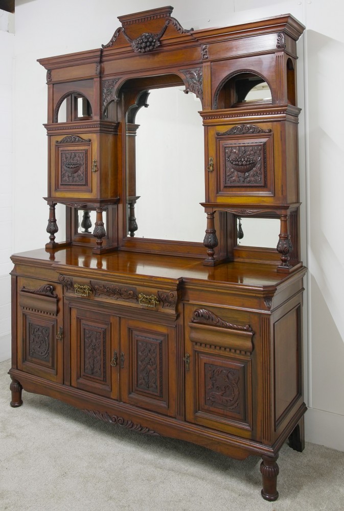 Buffet Victorien Dos Miroir Acajou Sculpté 1880