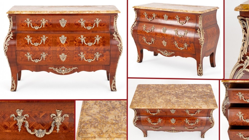 Commode Bombe Louis XVI Commode Antique Française à Tiroirs 1900