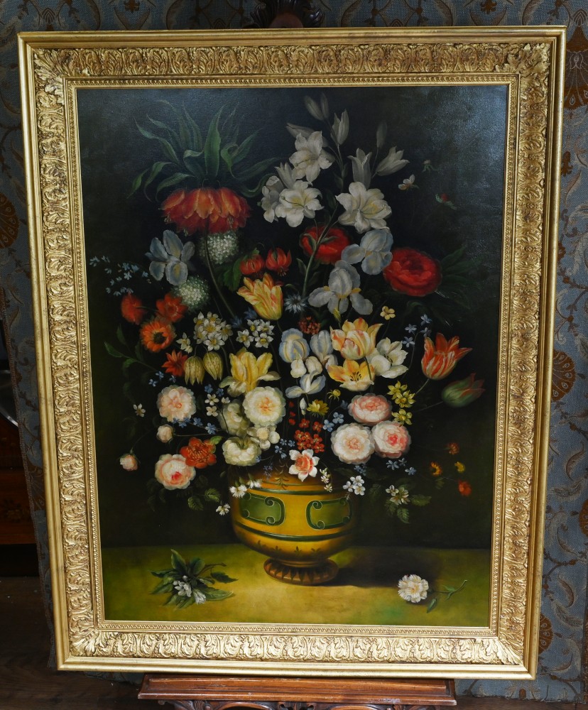 Fleurs de café de peinture à l’huile florale de nature morte française