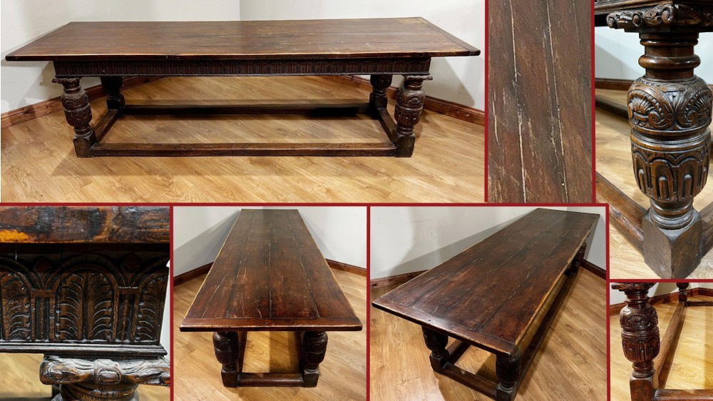 Table De Réfectoire Antique Plateau En Planche De Chêne Ferme Du 18ème Siècle