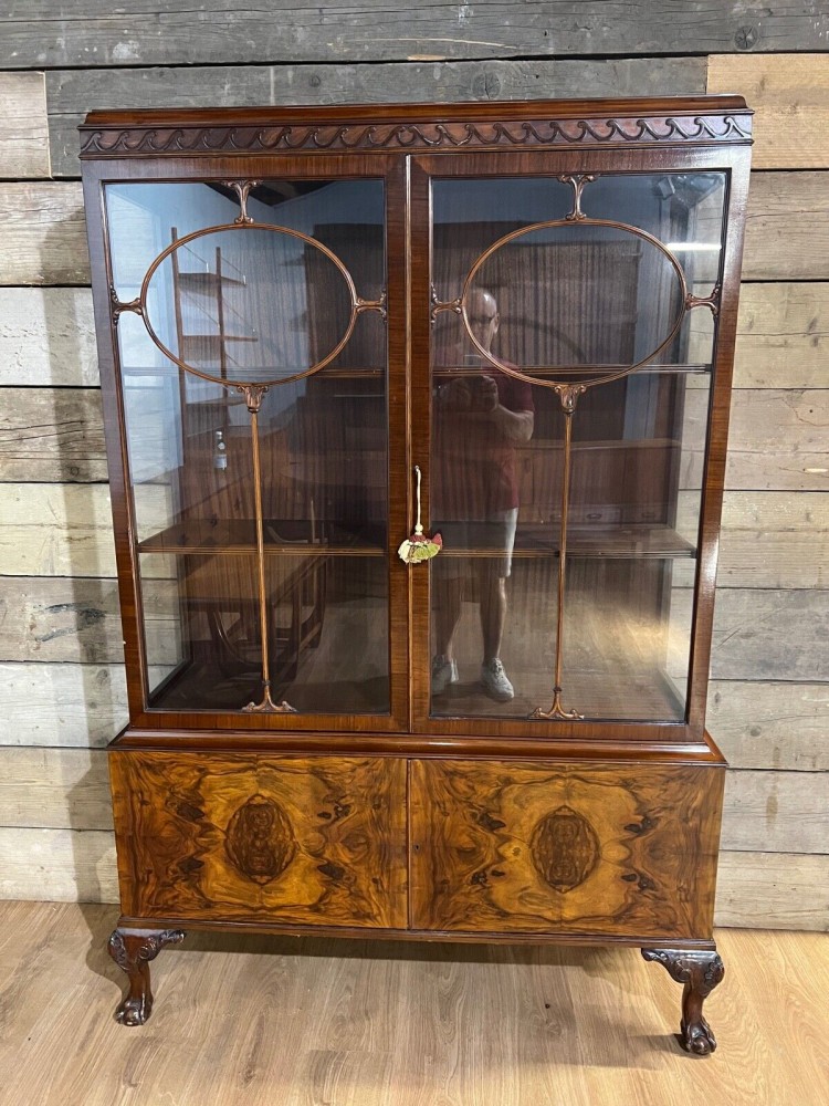 Vitrine Chippendale Bibliothèque Noyer Antique 1900