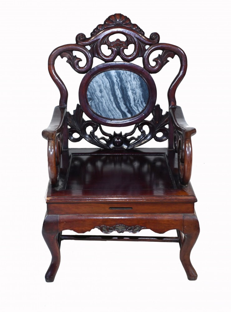 Fauteuil chinois antique avec sièges sculptés en bois dur