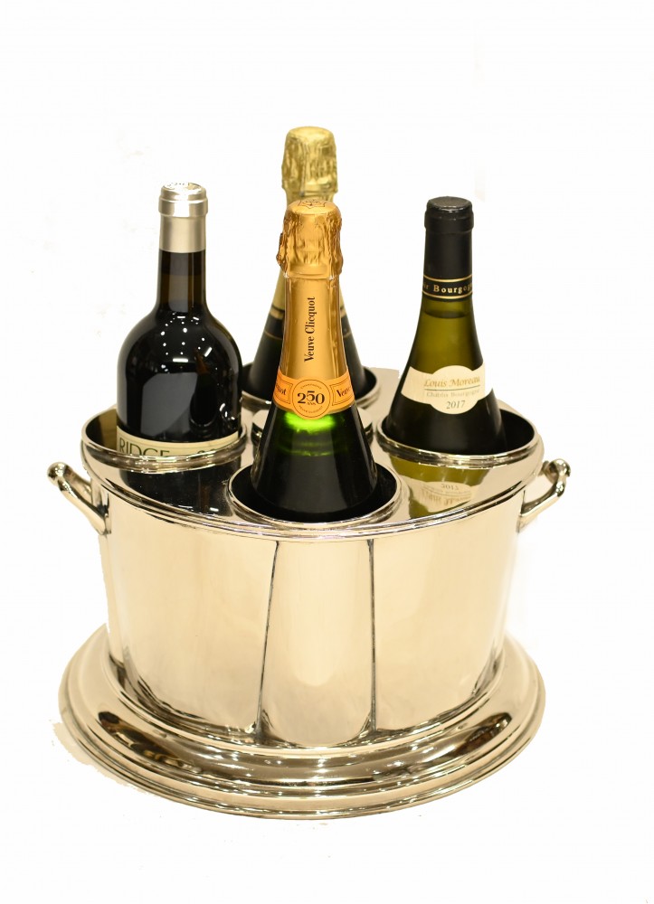 Silver Plate 4 Bouteilles Refroidisseur De Vin Champagne Party