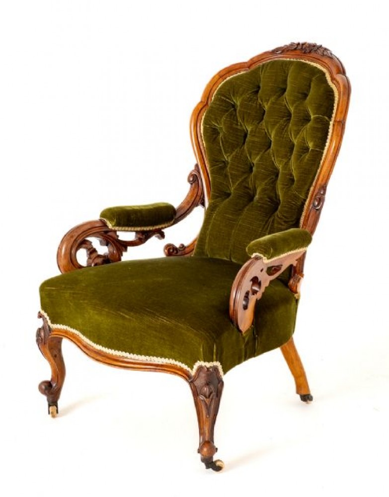 Fauteuil de salon victorien en noyer