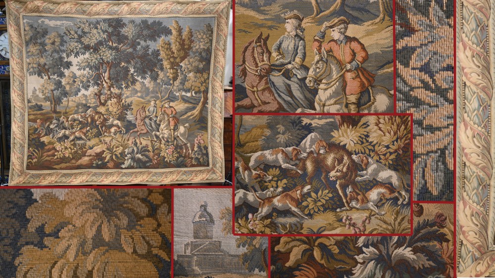 Tapisserie Antique Français Verdure La Tenture Murale De La Chasse