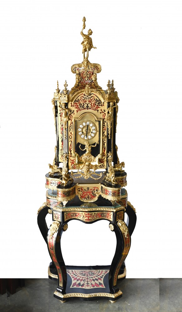 Horloge Boulle française sur pied Louis XVI Incrustition dorée