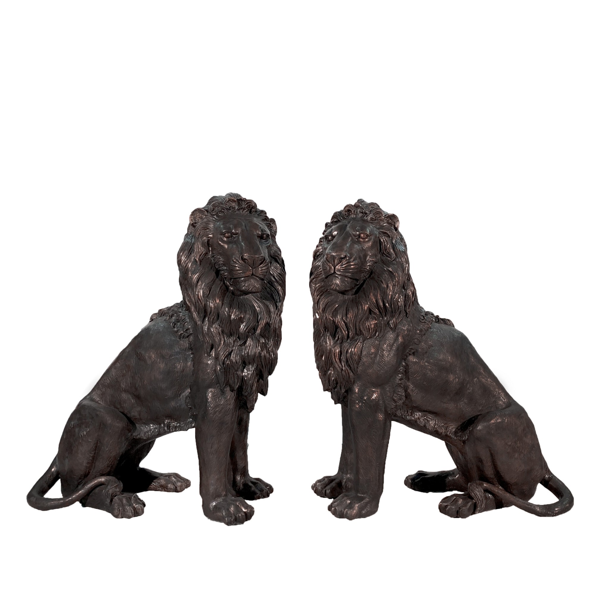 830 / 5,000
Paire de grandes statues de gardien de porte classiques en bronze Lion Cat