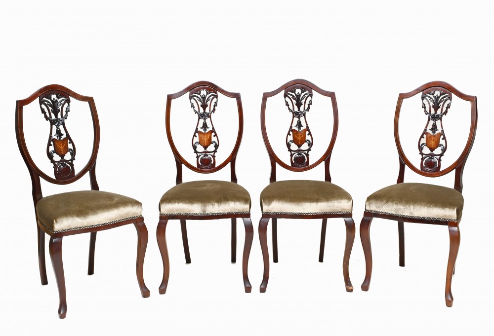 Ensemble de chaises de salle à manger édouardiennes Incrustances d'acajou 1900