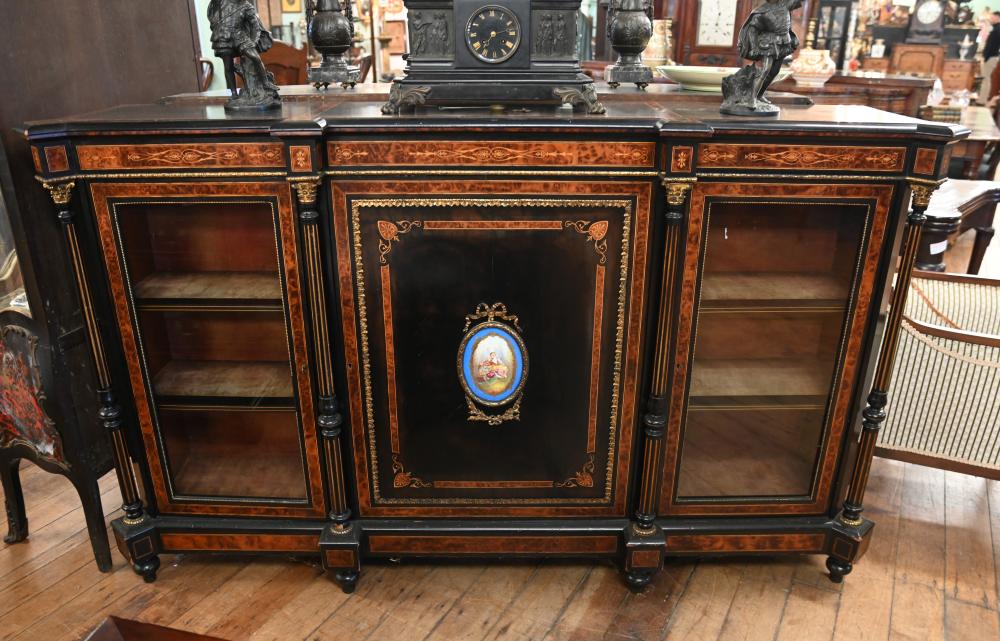 Buffet victorien en ébène, crédence de serveur Amboyna, 1880
